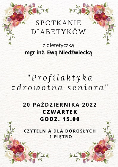 Plakat informujący o Spotkaniu Diabetyków